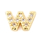 Rack Plating Brass Micro Pave Cubic Zirconia Cabochons, Cadmium Free & Lead Free, Long-Lasting Plated, Real 18K Gold Plated, Letter W, 5x8x2mm