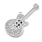 Alloy Rhinestone Big Pendants, Stainless Steel Color, Guitar, 85x39x4.5mm, Hole: 4mm