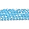 Opaque Solid Color Electroplate Glass Beads Strands, AB Color Plated, Faceted, Bicone, Deep Sky Blue, 4x4mm, Hole: 0.8mm, about 82~85pcs/strand, 12.01~12.2 inch(30.5~31cm)