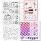 Globleland 1 Set Birthday Cake PET Hollow Out Drawing Painting Stencils, 1Sheet PVC Plastic Clear Stamps, with 1Pc Cake Carbon Steel Cutting Dies Stencils, for DIY Scrapbooking, Mixed Shapes, Stamps: 160x110x3mm, Stencils:117~200x109~200x0.3mm