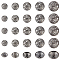 Olycraft 25Pcs 5 Styles 1-Hole Retro Zinc Alloy Shank Buttons, Hollow, Garment Decoration, Gunmetal, 15~25x9~12.5mm, Hole: 2.2~2.8mm, 5pcs/style