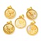 Natural Yellow Shell Carved Cameo Lady Pendants, Rack Plating Brass Flat Round Charms, Golden, 20.5x17x4mm, Hole: 3.5x5mm