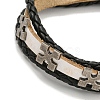 PU Leather & Waxed Cords Triple Layer Multi-strand Bracelets BJEW-G709-06B-AS-2