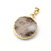 Natural Drusy Agate Flat Round Pendants G-P089-45-3