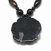 Dyed Natural Black Agate Pendant Necklaces NJEW-T006-06-3