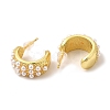 Rack Plating C-Shaped Brass Stud Earrings with Plastic Imitation Pearl Beaded for Women EJEW-G342-06G-2