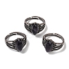 Natural Amethyst Horse Eye Adjustable Rings RJEW-K271-05R-16-1