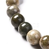 Natural Silver Leaf Jasper Round Beads Stretch Bracelet for Men Women BJEW-JB06824-01-4