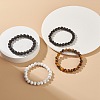 4Pcs 4 Style Synthetic & Natural Mixed Gemstone Round Beaded Stretch Bracelets Set for Men Women BJEW-JB08872-2