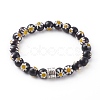Handmade Millefiori Lampwork Round Beads Stretch Bracelets BJEW-JB06057-01-1