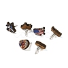 3 Pairs 3 Styles Independence Day Theme Wood Stud Earrings Sets SJEW-K002-06-2