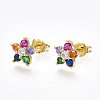 Brass Micro Pave Cubic Zirconia Ear Studs EJEW-S201-49-2