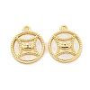 Brass Pave Shell Coin Charms KK-Z044-01G-1