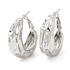 Brass Textured Thick Hoop Earrings for Women EJEW-K248-07P-1