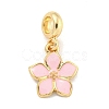 Rack Plating Alloy Enamel Flower European Dangle Charms FIND-B034-55G-2