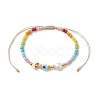 Colorful Glass Seed & Brass Braided Bead Bracelet BJEW-JB10138-03-1
