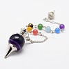 Dyed Natural Agate Beaded Pendulum Charm Bracelets BJEW-F193-M-2