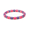 5Pcs 5 Colors Column Polymer Clay Stretch Beaded Bracelets BJEW-JB08765-3