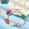 Synthetic Turquoise Tortoise & Natural Shell Braided Bead Bracelets BJEW-TA00367-2