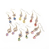 6 Pairs 6 Style Starfish & Hamsa Hand & Horse Eye & Tree of Life Crystal Rhinestone Dangle Earrings EJEW-JE05011-1
