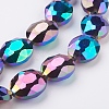 Faceted Electroplate Crystal Glass Oval Beads Strands EGLA-F060B-M-3