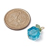 Transparent Glass Flower with Acrylic Leaf Pendant PALLOY-JF02258-3