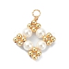 Shell Pearl Pendants with Brass Round Beads PALLOY-JF02084-1