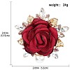 Cloth Rose with Crystal Rhinestone Brooch Pin JEWB-WH0028-12LG-2