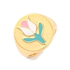 Round with Tulip Brass Enamel Open Cuff Rings RJEW-U009-05A-G-1