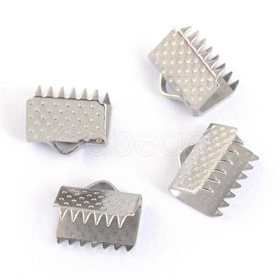 Tarnish Resistant 304 Stainless Steel Ribbon Crimp Ends STAS-S047-058-1