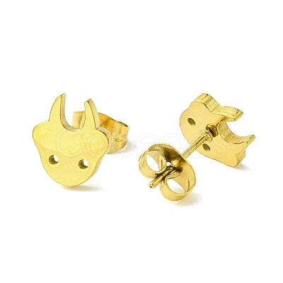 Cute Little Animal Theme 304 Stainless Steel Stud Earrings EJEW-B041-03A-G-1