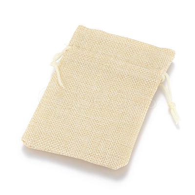 Polyester Imitation Burlap Packing Pouches Drawstring Bags ABAG-R005-9x12-13-1