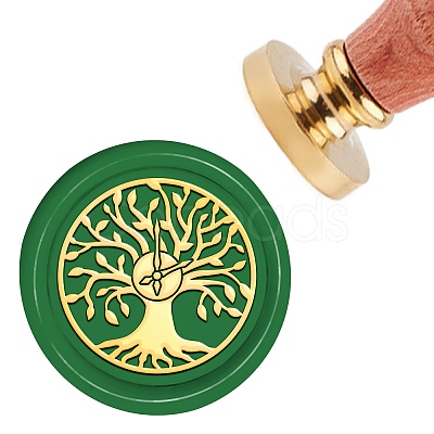 Brass Wax Seal Stamp with Handle AJEW-WH0184-0115-1