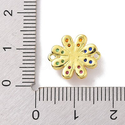 Real 18K Gold Plated Brass Micro Pave Cubic Zirconia Connector Charms KK-L209-050G-01-1