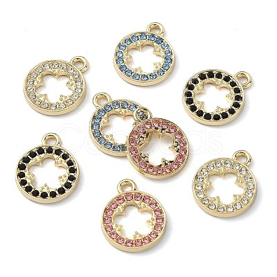 Golden Rack Plating Alloy Rhinestone Pendants PALLOY-F308-20G-1