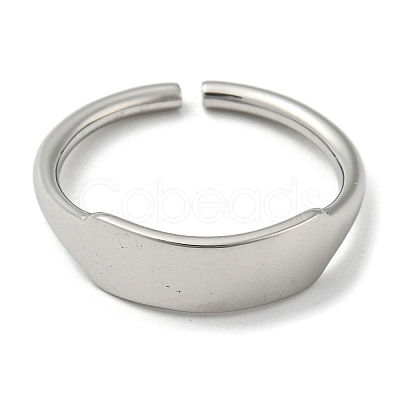 Non-Tarnish 304 Stainless Steel Blank Rectangle Open Cuff Rings for Women RJEW-D022-02P-1