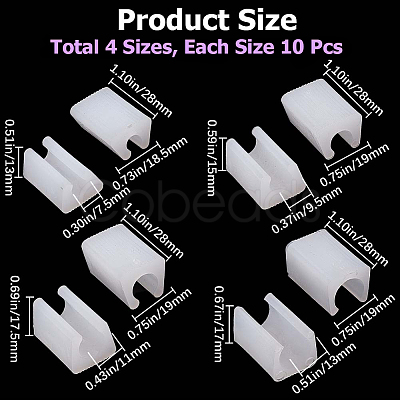 Gorgecraft 40Pcs 4 Style Plastic Non-slip U Shaped Chair Foot Protectors KY-GF0001-37B-1