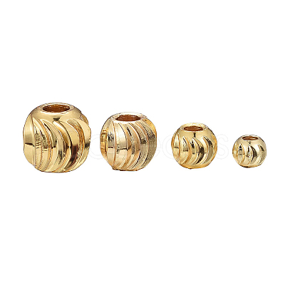 Rack Plating and PVD Vacuum Plating Brass Corrugated Round Spacer Beads Set KK-LS0001-10C-G-1