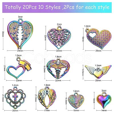 20Pcs 10 Styles Plated Alloy Pendants PALLOY-CJ0002-17-1