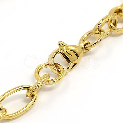 Fashionable 304 Stainless Steel Figaro Cable Chain Bracelets STAS-A028-B094-1