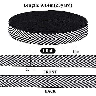 PandaHall Elite Polyester Jacquard Herringbone Ribbons OCOR-PH0002-90A-1