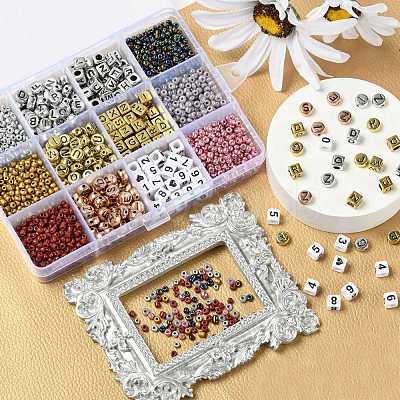 Metallic Colour Letter Beads Kit for DIY Jewelry Making Findings Kit DIY-YW0004-85-1