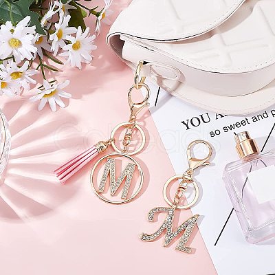 2Pcs 2 Style Alloy Rhinestone Keychain Sets KEYC-WR0001-01M-1