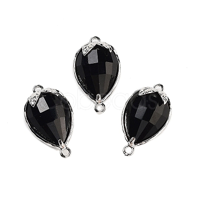 Natural & Synthetic Mixed Stone Faceted Teardrop Connector Charms G-B081-03G-1