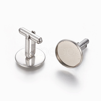 Tarnish Resistant 304 Stainless Steel Cufflinks Settings STAS-E471-03A-P-1