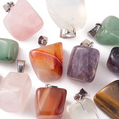 12Pcs 6 Style Natural & Synthetic Gemstone Pendants G-FS0001-35-1