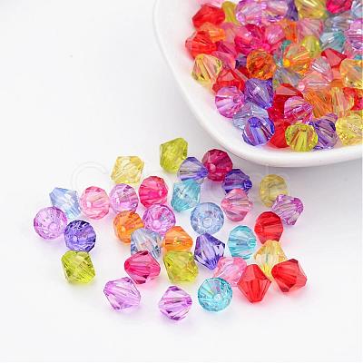 Mixed Color Chunky Dyed Transparent Acrylic Faceted Bicone Spacer Beads for Kids Jewelry X-DBB8mm-1