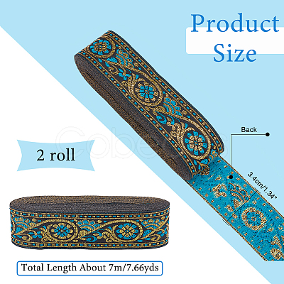 Ethnic style Embroidery Polyester Ribbons OCOR-WH0063-30A-1