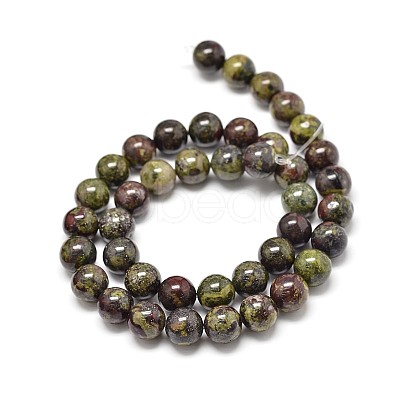 Natural Bloodstone Round Beads Strands G-P075-04-8mm-1