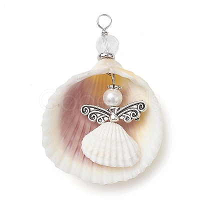 4 Styles Natural Shell Big Pendants PALLOY-JF02637-1